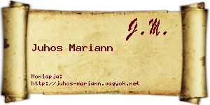 Juhos Mariann névjegykártya